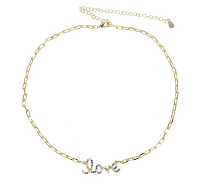 Collar PaperClip Love Circonias Colores