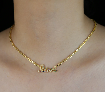 Collar PaperClip Love Circonias Colores
