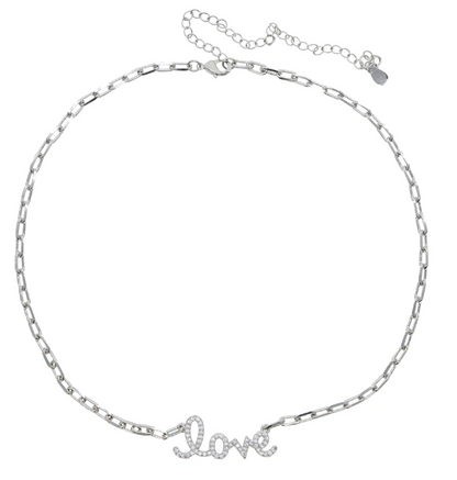 Collar  PaperClip Love Circonias Plateadas