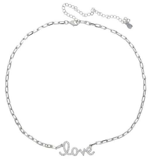 Collar  PaperClip Love Circonias Plateadas