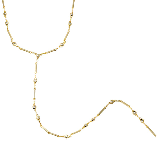 Collar Lariat Barra con Bisel y Diamantes