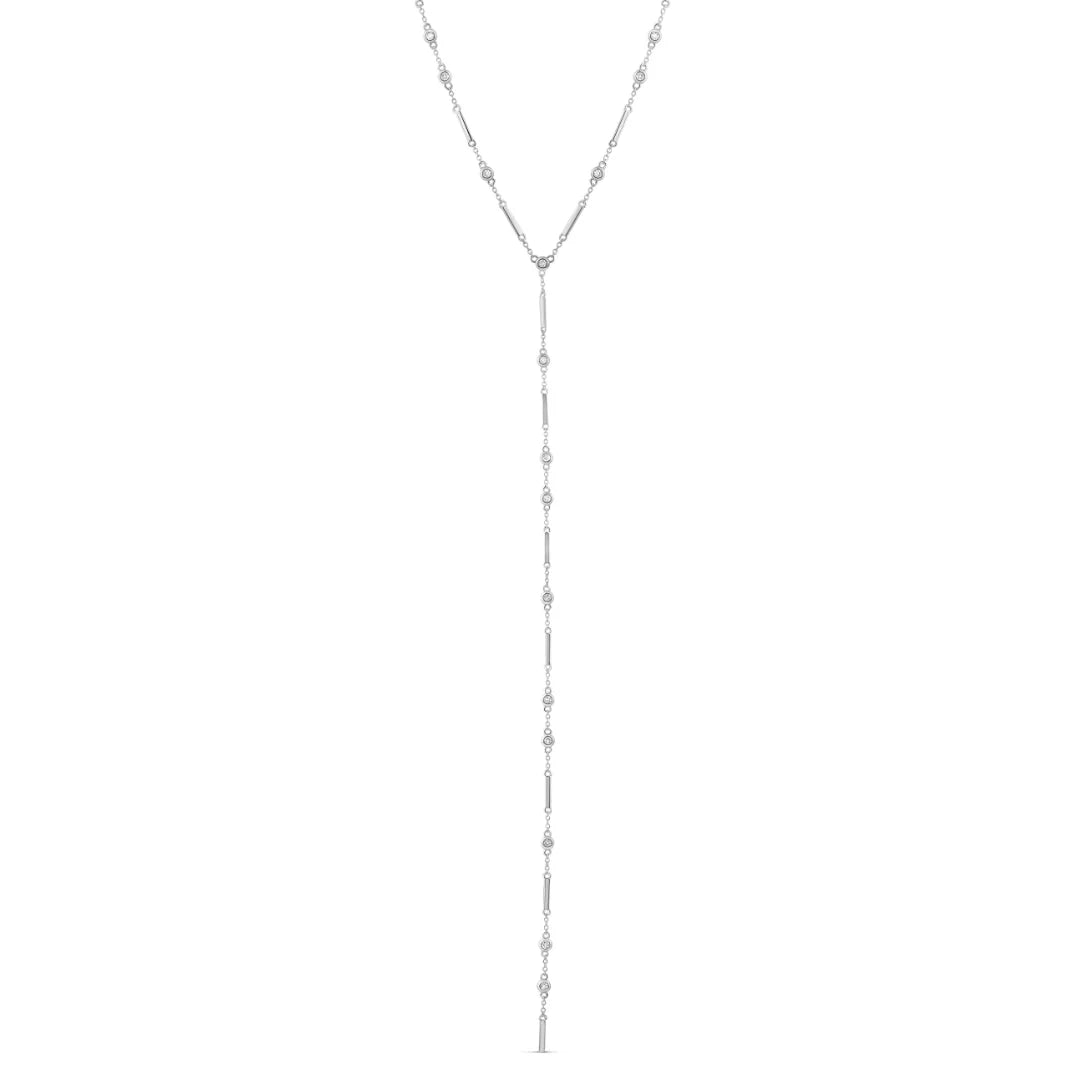 Collar Lariat Barra con Bisel y Diamantes