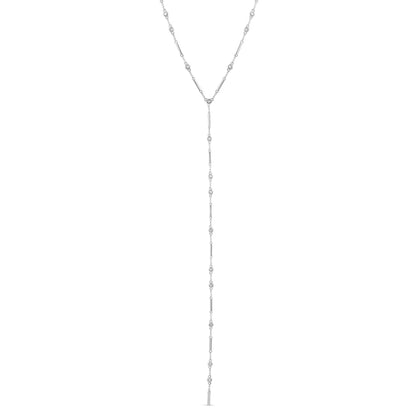 Collar Lariat Barra con Bisel y Diamantes