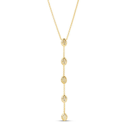Collar Lariat Pebble Dorado con Circonias