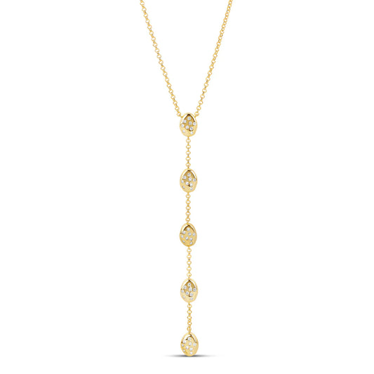 Collar Lariat Pebble Dorado con Circonias