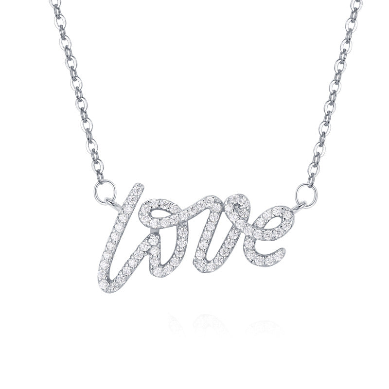 Collar Love Script con Circonias