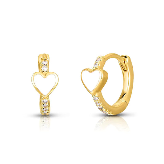 Mini Arracadas con Corazon Blanco