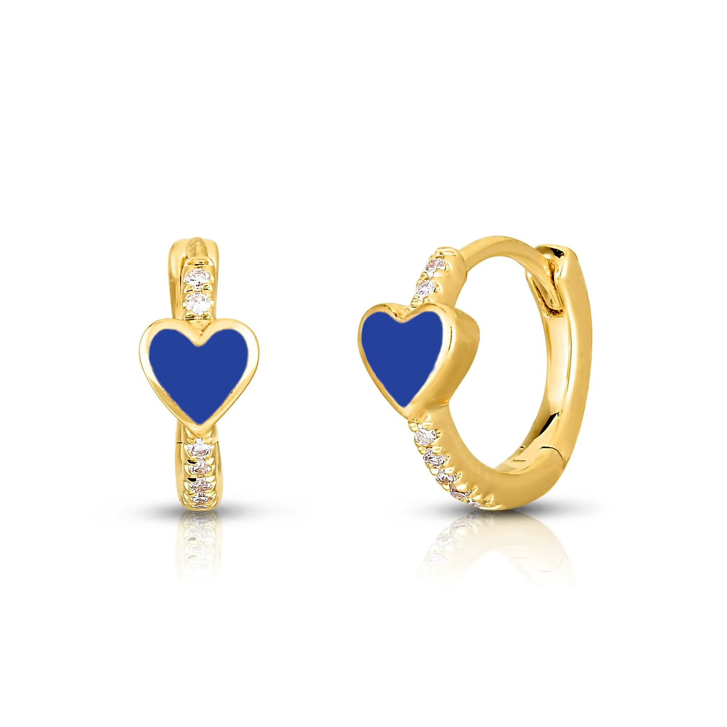 Mini Arracadas con Corazon Marino