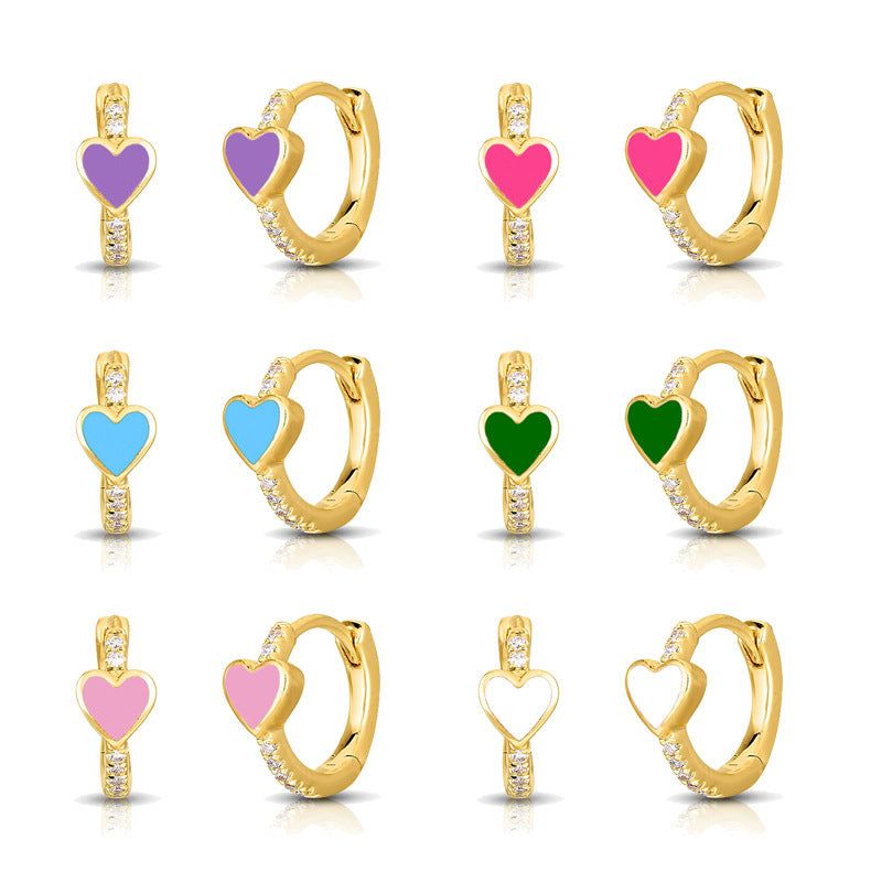 Mini Arracadas con Corazon Turquesa