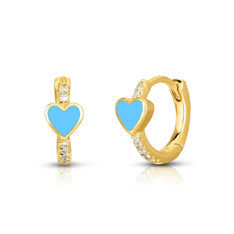 Mini Arracadas con Corazon Turquesa
