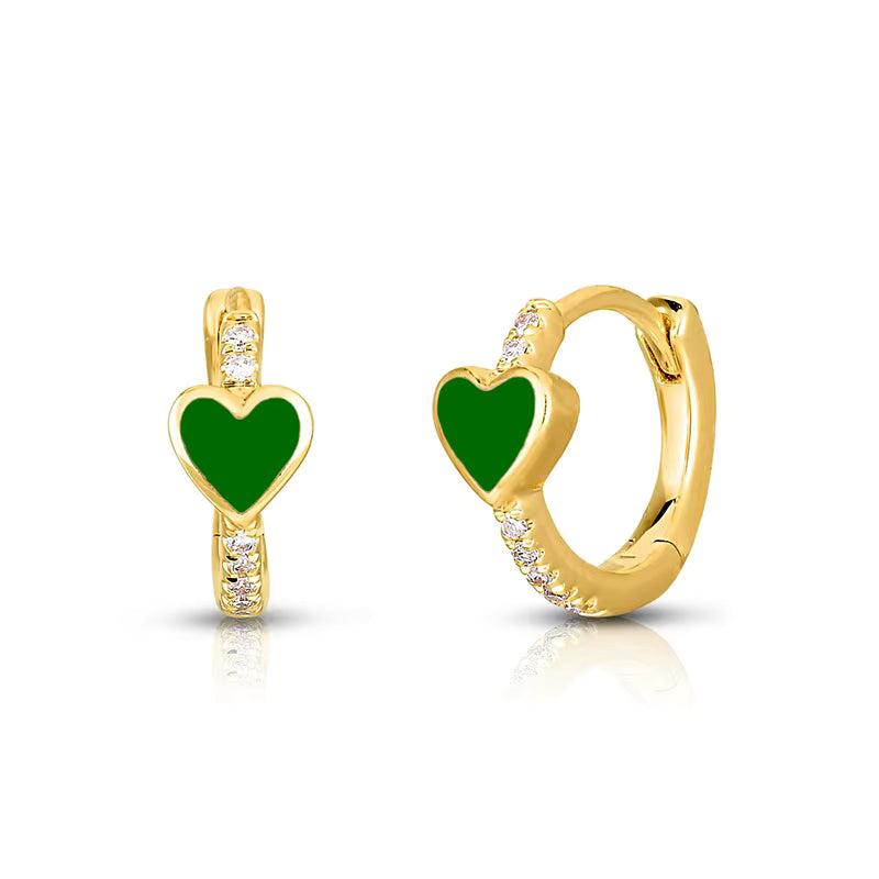 Mini Arracadas con Corazon Verde