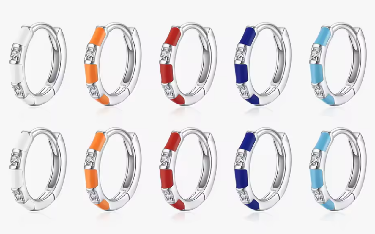 Mini Arracadas Esmalte Turquesa con mini Circonia