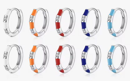 Mini Arracadas Esmalte Turquesa con mini Circonia