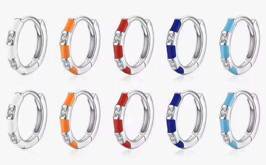 Mini Arracadas Esmalte Turquesa con mini Circonia