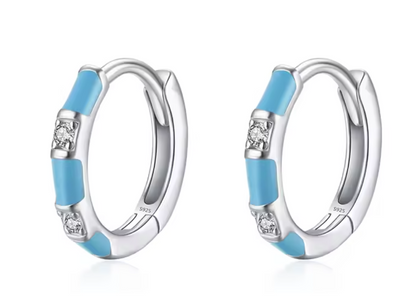 Mini Arracadas Esmalte Turquesa con mini Circonia