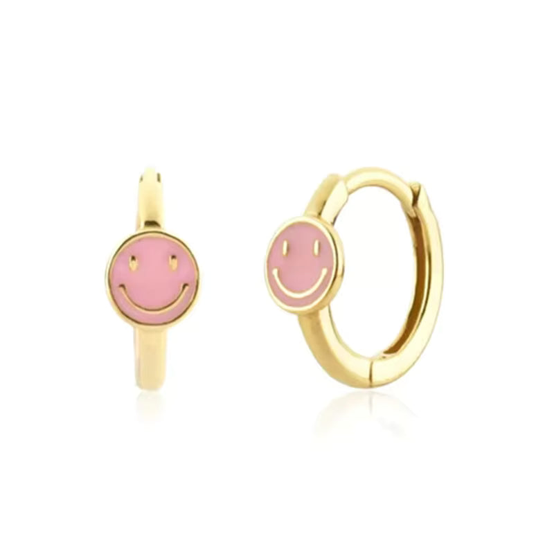 Mini Arracadas Happy Face Rosa