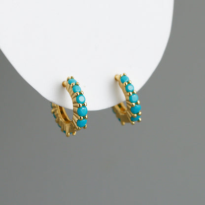 Mini Mini Arracadas Mitad Piedras Turquesa