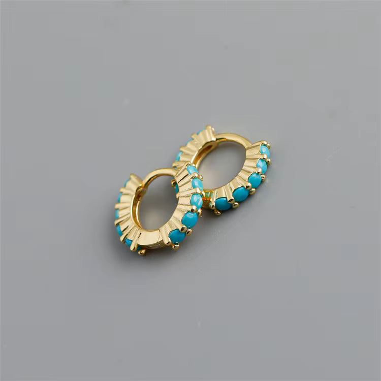 Mini Mini Arracadas Mitad Piedras Turquesa