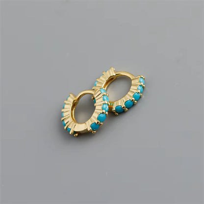 Mini Mini Arracadas Mitad Piedras Turquesa