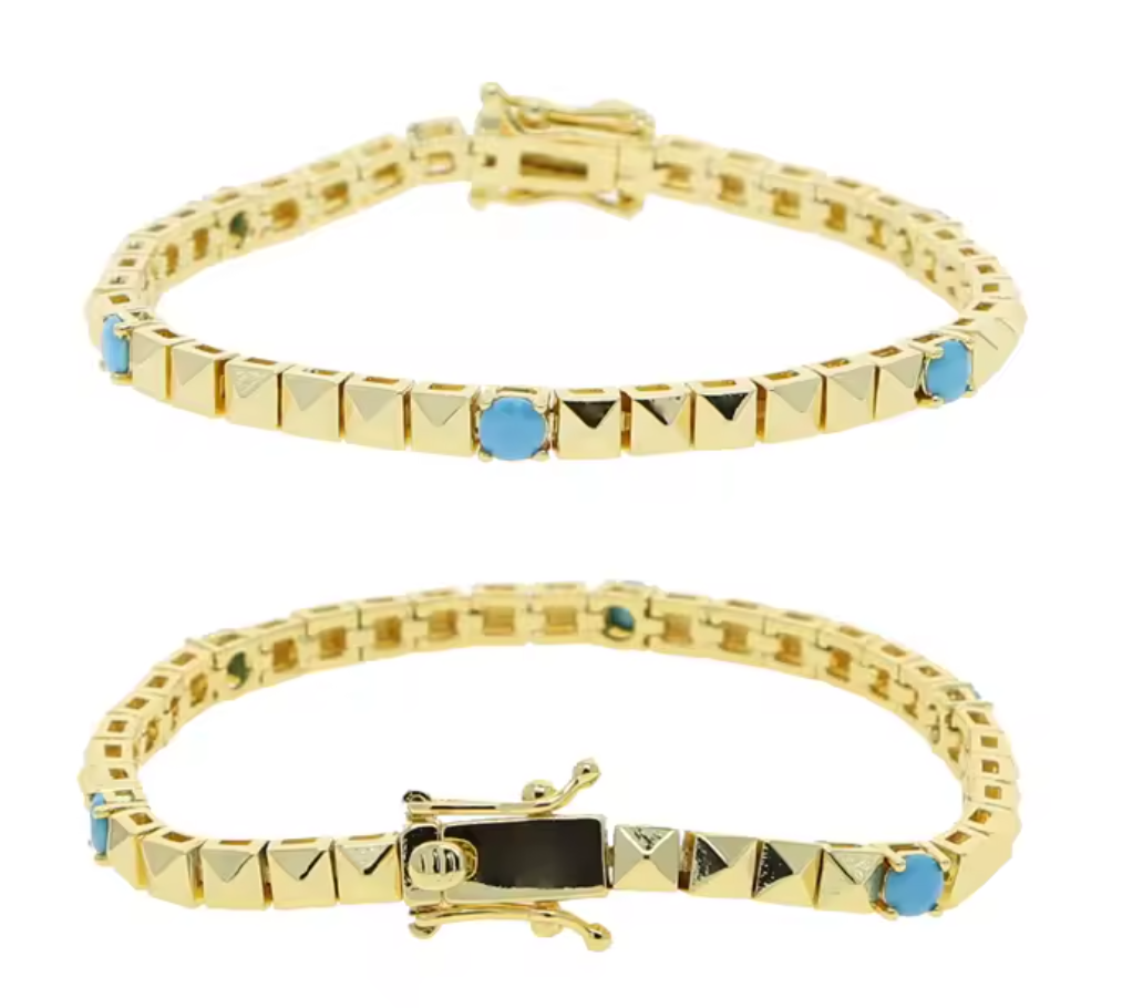Pulsera Tennis Cuadrada con Turquesa