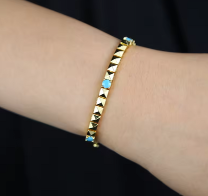 Pulsera Tennis Cuadrada con Turquesa