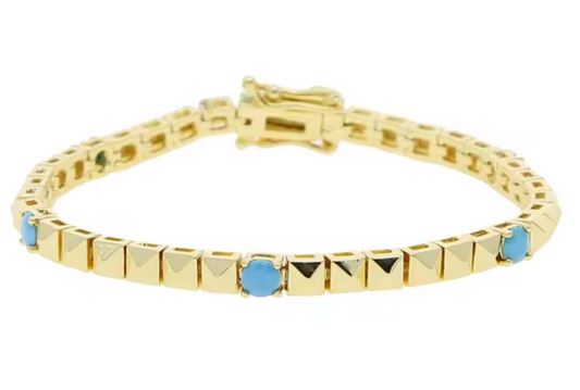 Pulsera Tennis Cuadrada con Turquesa