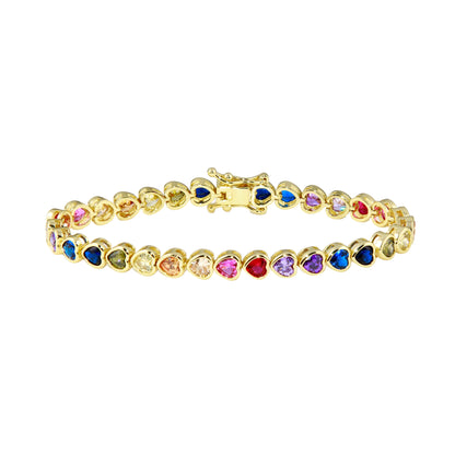 Pulsera Tennis de Corazones Rainbow