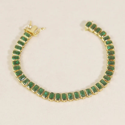 Pulsera Tennis Esmeralda Rectangular