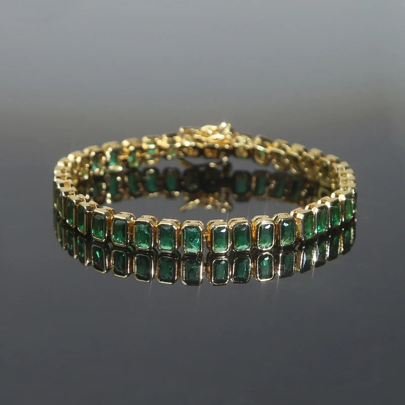 Pulsera Tennis Esmeralda Rectangular