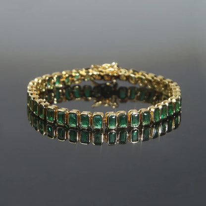 Pulsera Tennis Esmeralda Rectangular