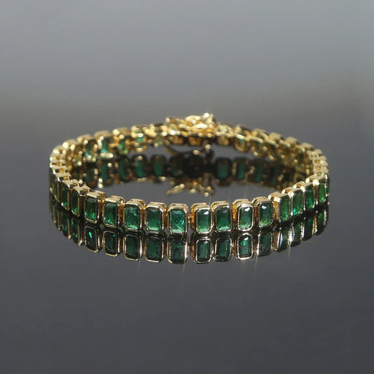 Pulsera Tennis Esmeralda Rectangular