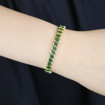 Pulsera Tennis Esmeralda Rectangular