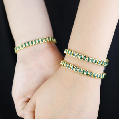 Pulsera Tennis Esmeralda Rectangular