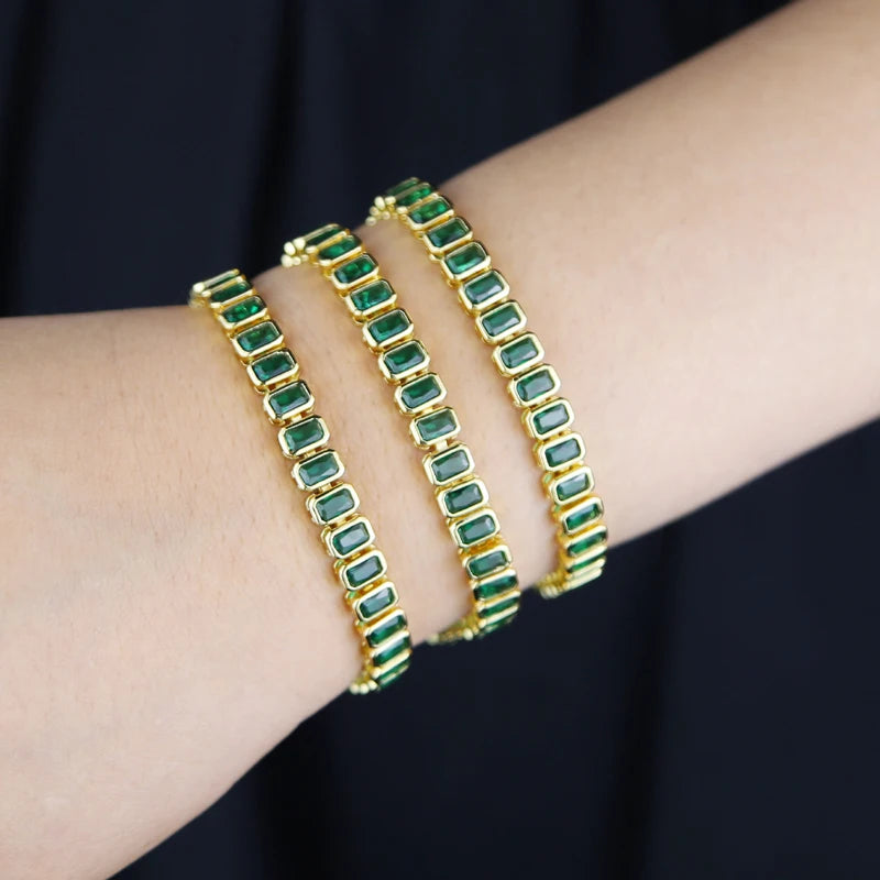 Pulsera Tennis Esmeralda Rectangular