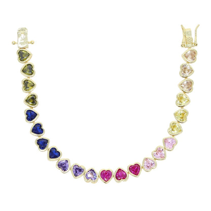 Pulsera Tennis Rainbow de Corazones arriba y abajo