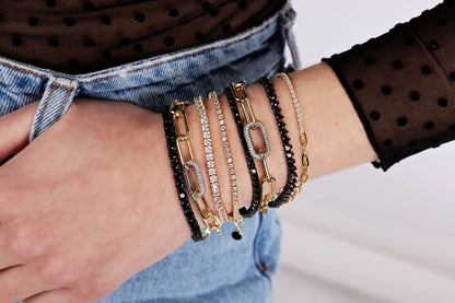 Pulsera Paperclip con Eslabones y Circonias