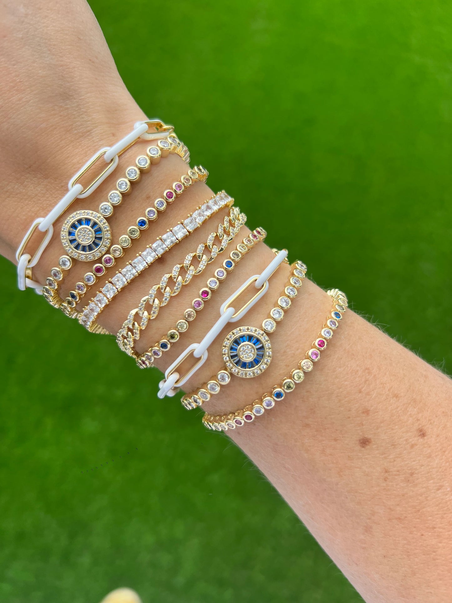 Pulsera Tennis Mini Arcoíris en Bisel