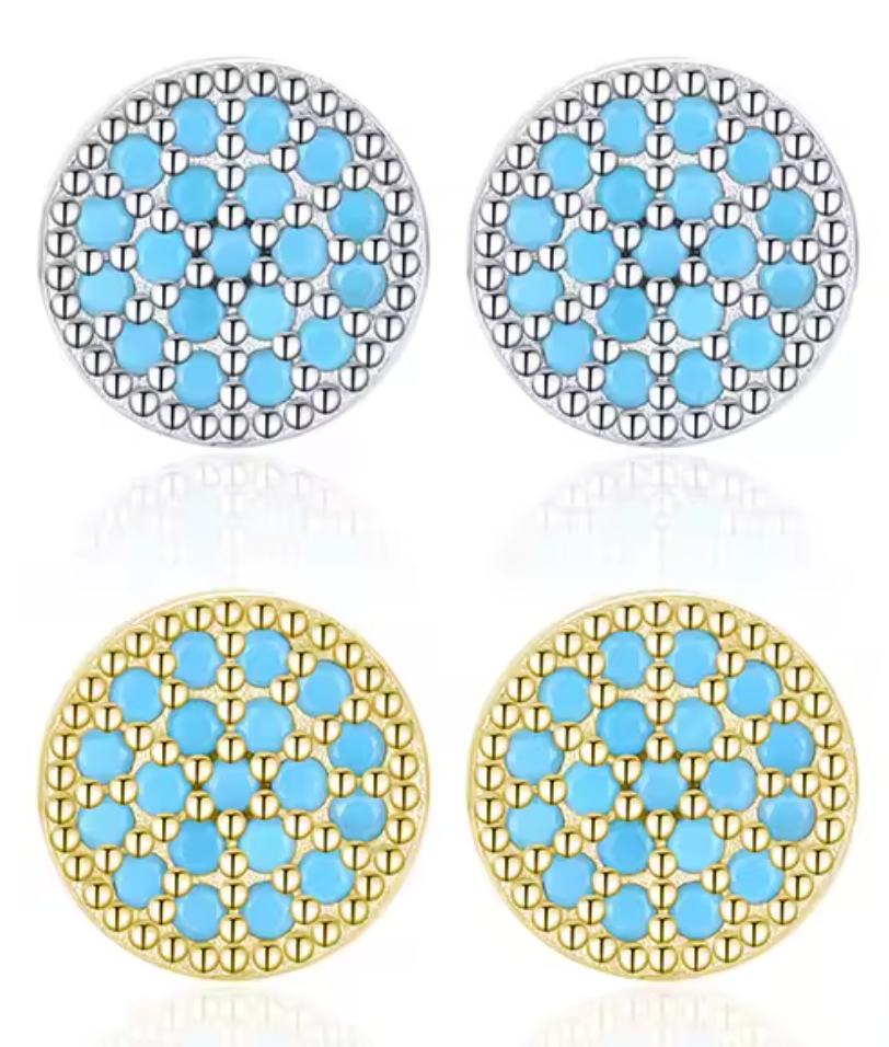 Stud Circulares con Circonias Tirquesa