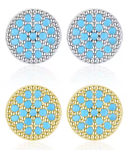 Stud Circulares con Circonias Tirquesa