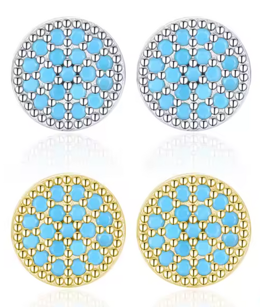 Stud Circulares con Circonias Tirquesa