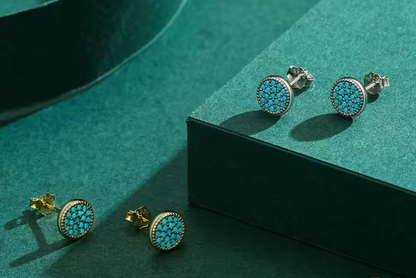 Stud Circulares con Circonias Tirquesa