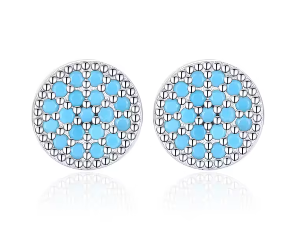 Stud Circulares con Circonias Tirquesa