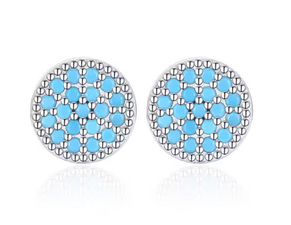 Stud Circulares con Circonias Tirquesa