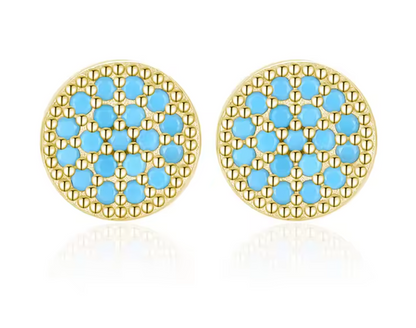 Stud Circulares con Circonias Tirquesa