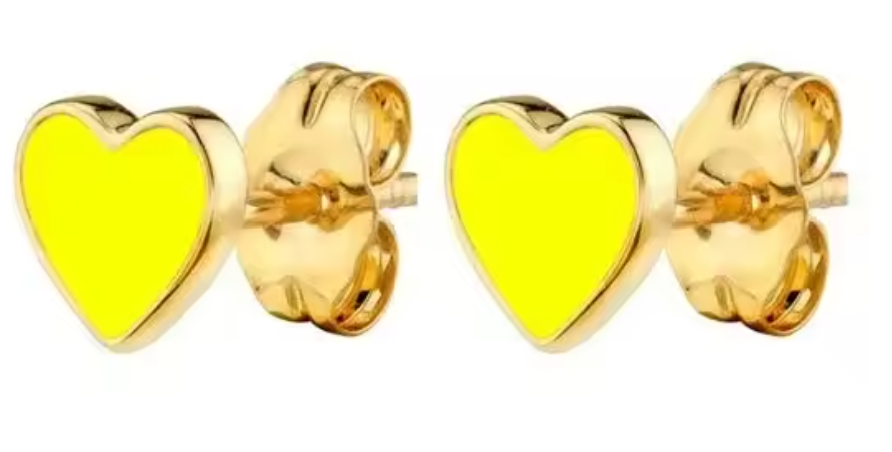 Stud Corazon Esmaltado en Amarillo