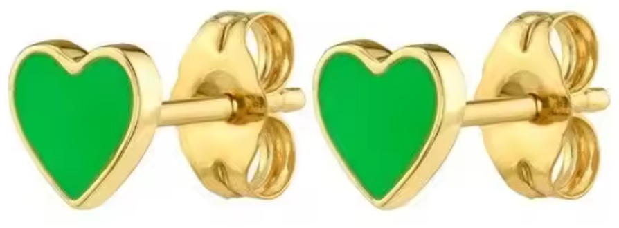 Stud Corazon Esmaltado en Verde