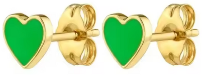 Stud Corazon Esmaltado en Verde