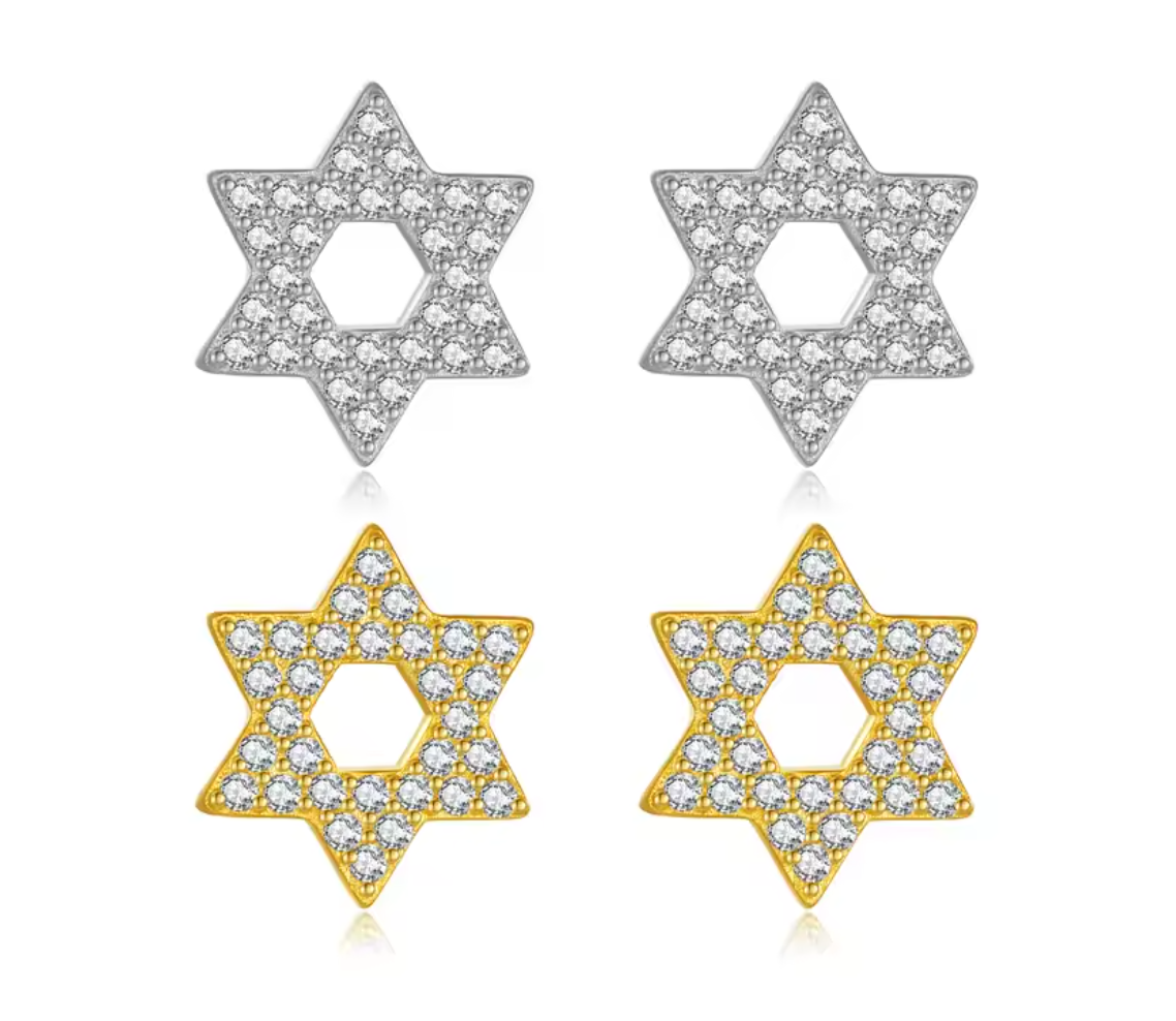 Stud de Estrella de David con Circonias