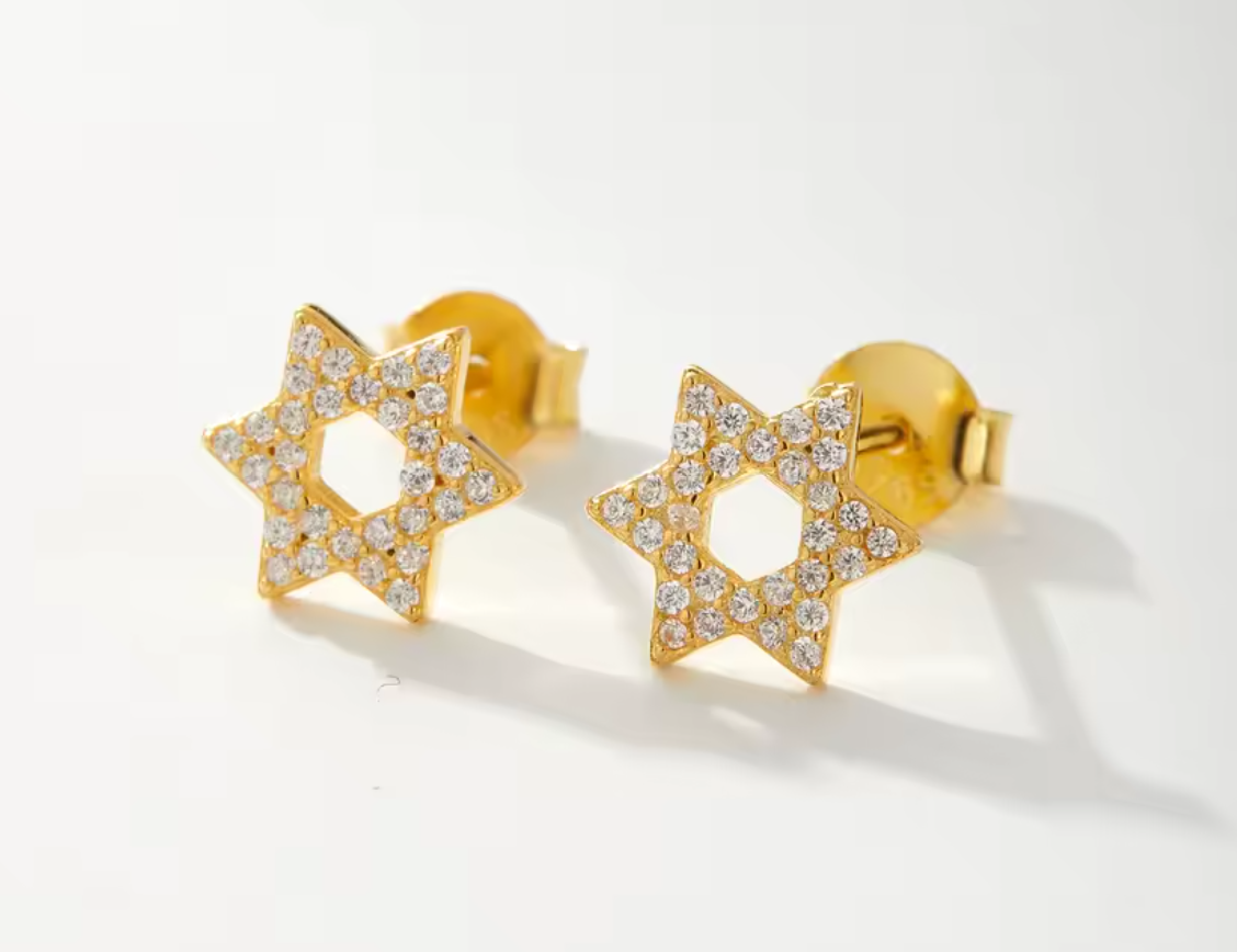 Stud de Estrella de David con Circonias