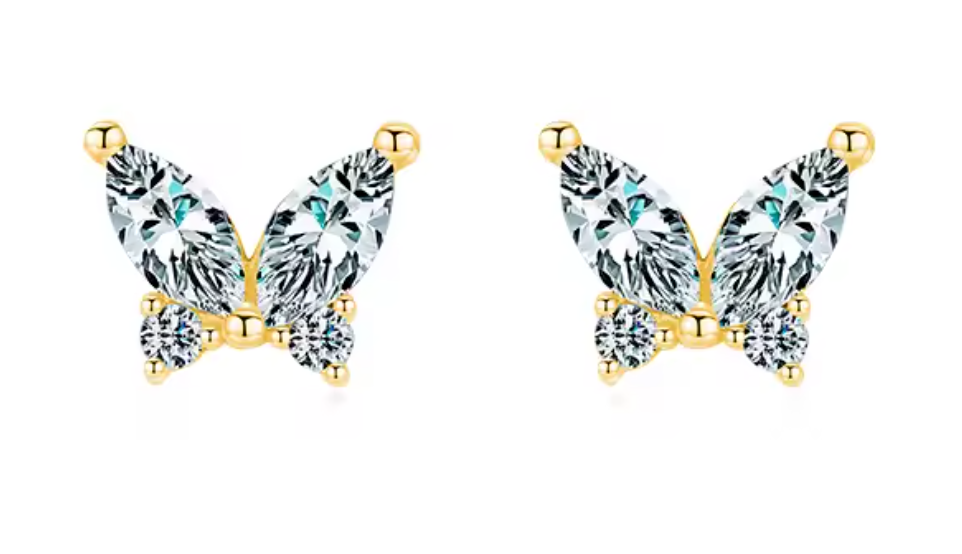 Stud de Mariposa con Circonias